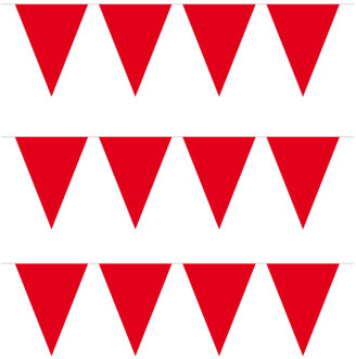 Vlaggenlijn met Feestvlaggetjes in XL formaat - 3x - rood - 10 meter - plastic - versiering