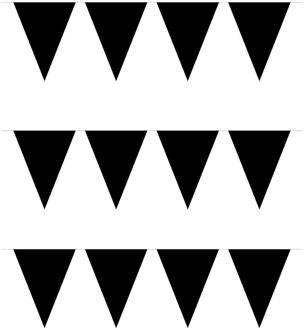 Vlaggenlijn met Feestvlaggetjes in XL formaat - 3x - zwart - 10 meter - plastic - versiering