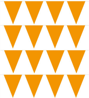 Vlaggenlijn met Feestvlaggetjes in XL formaat - 4x - oranje - 10 meter - plastic - versiering