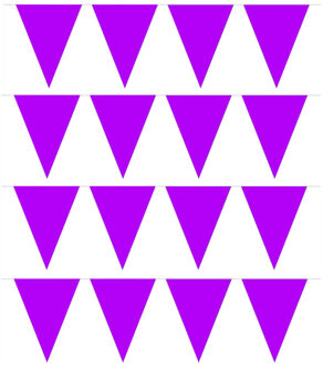 Vlaggenlijn met Feestvlaggetjes in XL formaat - 4x - paars - 10 meter - plastic - versiering