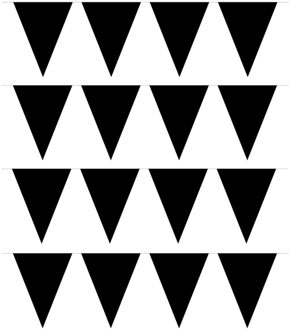 Vlaggenlijn met Feestvlaggetjes in XL formaat - 4x - zwart - 10 meter - plastic - versiering
