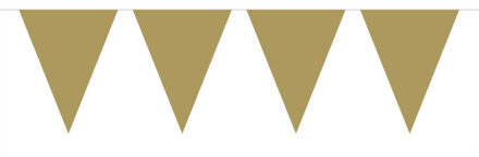 Vlaggenlijn met Feestvlaggetjes in XL formaat - goud - 6 meter - plastic - versiering Goudkleurig