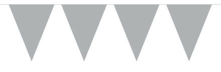 Vlaggenlijn met Feestvlaggetjes in XL formaat - zilver - 6 meter - plastic - versiering