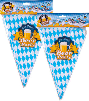 Vlaggenlijn Oktoberfest - 2x - 5 meter - blauw / wit - bierfeest thema - feest slinger