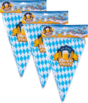 Vlaggenlijn Oktoberfest - 3x - 5 meter - blauw / wit - bierfeest thema - feest slinger
