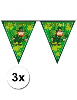 Vlaggenlijn Sint Patricks day thema - 3x - groen - 5 meter - versiering - feestartikelen
