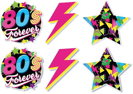 Vlaggenlijn slinger met Eighties print - 2x - 300 cm - karton - Jaren 80/eighties thema