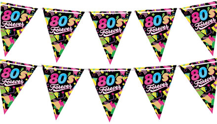 Vlaggenlijn slinger met Eighties print - 2x - 300 cm - karton - Jaren 80/eighties thema
