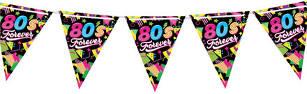 Vlaggenlijn slinger met Eighties print - 300 cm - karton - Jaren 80/eighties thema Zwart