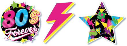 Vlaggenlijn slinger met Eighties print - 300 cm - karton - Jaren 80/eighties thema