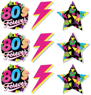 Vlaggenlijn slinger met Eighties print - 3x - 300 cm - karton - Jaren 80/eighties thema