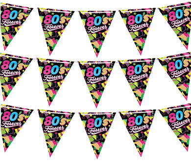 Vlaggenlijn slinger met Eighties print - 3x - 300 cm - karton - Jaren 80/eighties thema