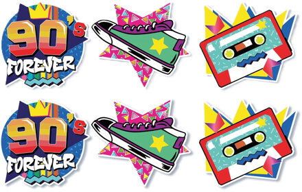 Vlaggenlijn slinger met Nineties print - 2x - 300 cm - karton - Jaren 90/Nineties thema