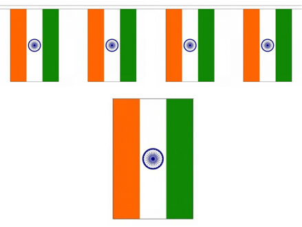 Vlaggenlijn van vlaggetjes van India - polyester - 900 cm - landen versieringen Multi