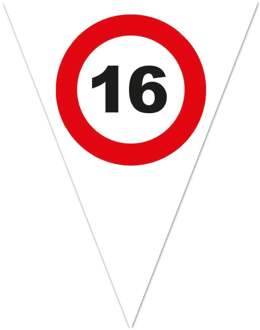 Vlaggenlijn Verkeersbord 16 Jaar Wit - 5 Meter Wit - Transparant
