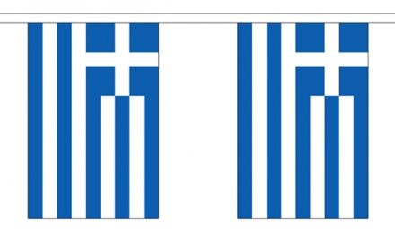 Vlaggenlijn/vlaggetjes land Griekenland - 3x - polyester - 300 cm - versiering buiten/binnen