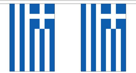 Vlaggenlijn/vlaggetjes land Griekenland - polyester - 300 cm - versiering buiten/binnen Multi