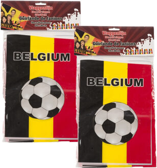 Vlaggenlijn voetbal - 2x - Belgi? - multi - 10 m- voetbalfeest decoratie