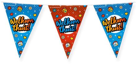 Vlaggenlijn - Welkom thuis feest- 10m - diverse kleuren - folie - Vlaggenlijnen Multikleur