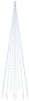 Vlaggenmast kerstboom 310 LED's koudwit 300 cm Multikleur