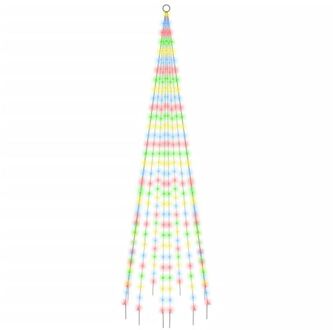 Vlaggenmast kerstboom 310 LED's meerkleurig 300 cm Multikleur