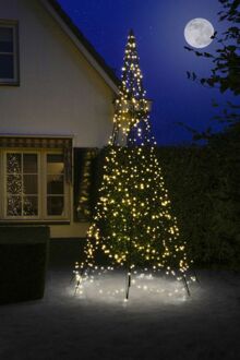 Vlaggenmast kerstboom - 640 lampjes - Warm wit