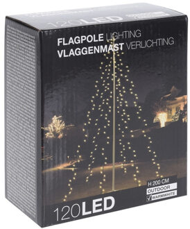 Vlaggenmast LED verlichting voor buiten 120 lampjes - kerstverlichting figuur Wit