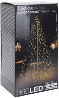Vlaggenmast verlichting - 360 lampjes - voor buiten - kerstverlichting - LED Wit