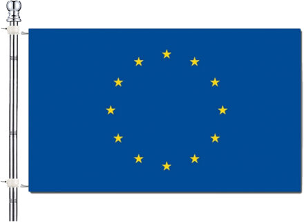 Vlaggenstok / vlaggenmast set - incl vlag van Europa 90 x 150 cm - aluminium - 183 cm