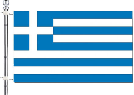 Vlaggenstok / vlaggenmast set - incl vlag van Griekenland 90 x 150 cm - aluminium - 183 cm