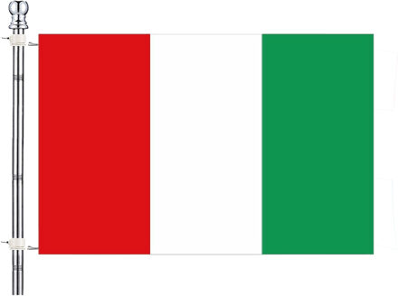 Vlaggenstok / vlaggenmast set - incl vlag van Italie 90 x 150 cm - aluminium - 183 cm
