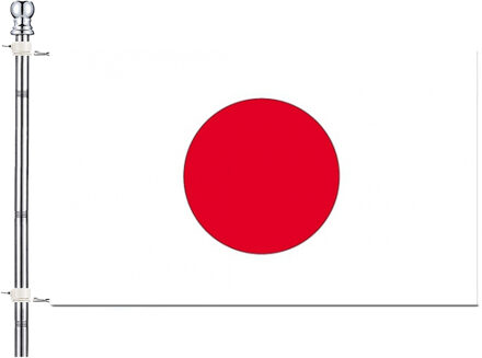 Vlaggenstok / vlaggenmast set - incl vlag van Japan 90 x 150 cm - aluminium - 183 cm