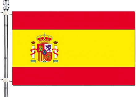 Vlaggenstok / vlaggenmast set - incl vlag van Spanje 90 x 150 cm - aluminium - 183 cm