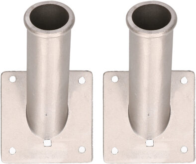 Vlaggenstokhouder van aluminium - 2x stuks - voor vlaggenstok - met doorsnede 30 mm