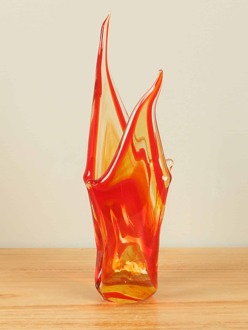 Vlam glas rood/geel, 24 cm 2a008