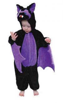 Vleermuis dierenpak verkleedkostuum voor kinderen - zwart/paars - jumpsuit