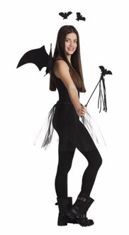 Vleermuis verkleedsetje voor kinderen - zwart - polyester - 4-delig Multi