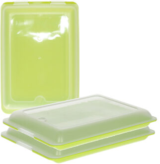 Vleeswarendoos - 3x - groen - kunststof - 24,5 x 17 x 4 cm - vershouddoos / kaasdoos