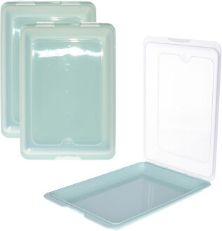 Vleeswarendoos - 3x - groen - kunststof - 24,5 x 17 x 4 cm - vershouddoos / kaasdoos