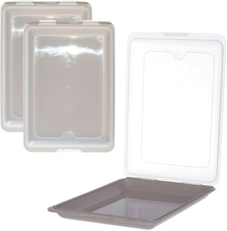 Vleeswarendoos - 3x - taupe - kunststof - 24,5 x 17 x 4 cm - vershouddoos / kaasdoos