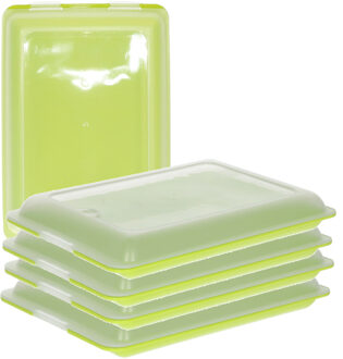 Vleeswarendoos - 5x - groen - kunststof - 24,5 x 17 x 4 cm - vershouddoos / kaasdoos
