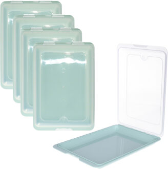 Vleeswarendoos - 5x - groen - kunststof - 24,5 x 17 x 4 cm - vershouddoos / kaasdoos