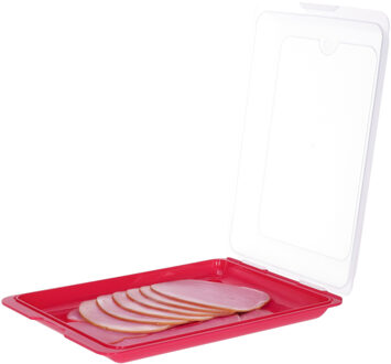 Vleeswarendoos - roze - kunststof - 24,5 x 17 x 4 cm - vershouddoos / kaasdoos