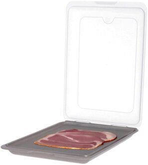 Vleeswarendoos - taupe - kunststof - 24,5 x 17 x 4 cm - vershouddoos / kaasdoos