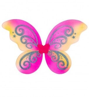 Vleugels Glitter Fantasie Geel - Beige - Creme, Roze, Blauw, Multikleur - Print