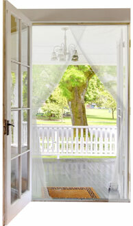 Vliegen/insecten deur hor/vliegengordijn - wit - 75 x 220 cm (2 stuks) - hordoeken met klitte