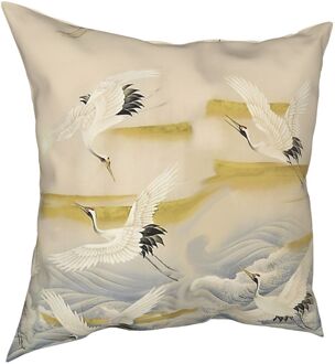 Vliegende Kranen Zee Golven Kussensloop Decoratie Vogels Kussenhoes Sierkussen Voor Sofa Polyester Dubbelzijdig Afdrukken Unieke 50x50cm 20x20in
