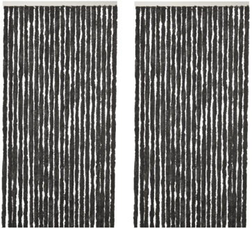 Vliegengordijn kattenstaart - 2x - zwart - 90 x 220 cm - deurgordijn - hor - tegen insecten