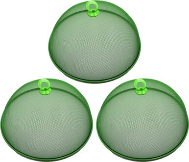 Vliegenkap/voedselkap - 3x - groen - metaal - D35 x H16 cm