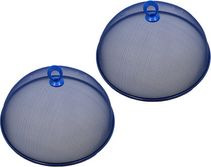 Vliegenkap/voedselkap - 4x - blauw - metaal- D35 x H16 cm